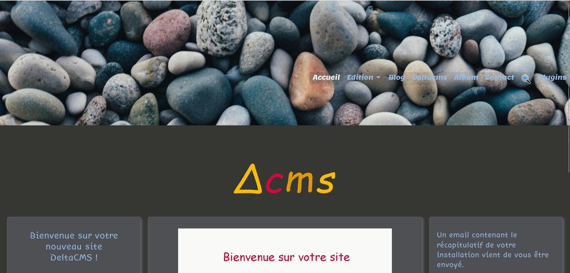 Thème avec menu superposé à une bannière animée Menu superposé